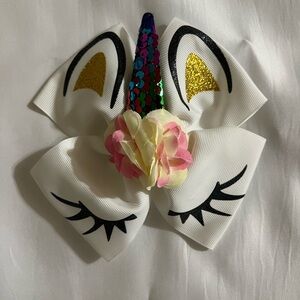 White Girl Unicorn Bow 6” inches